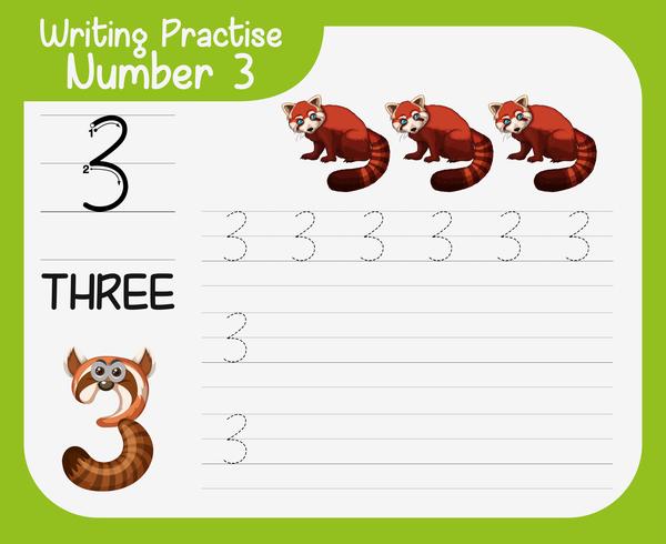 Writing practise number three vector