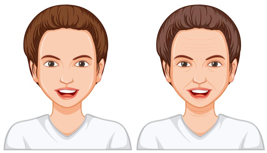 Young and old woman face vector