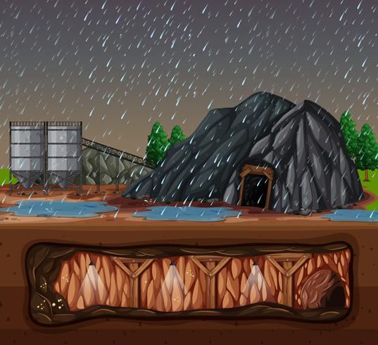 A Stone Mine in Rainy Day vector