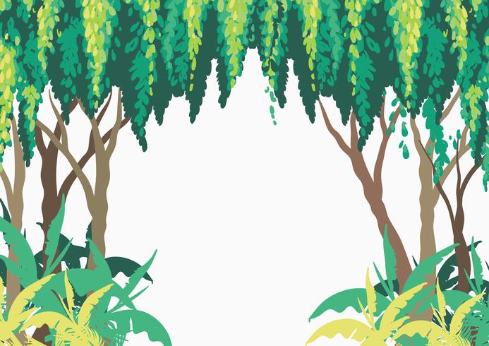 Diseño de fondo con árboles en el bosque vector