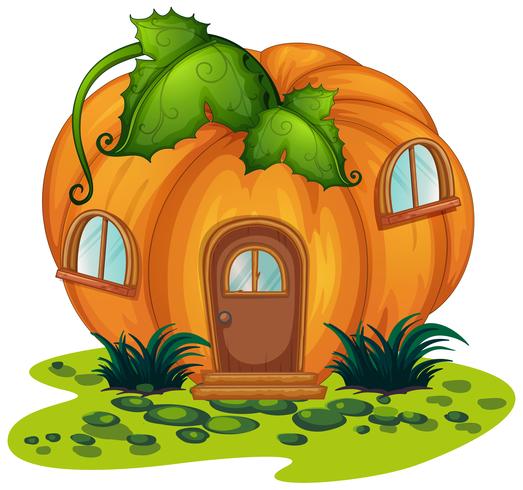 Casa de calabaza en el jardín. vector