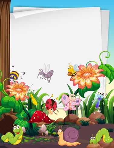 Paper design with insects in the garden vector