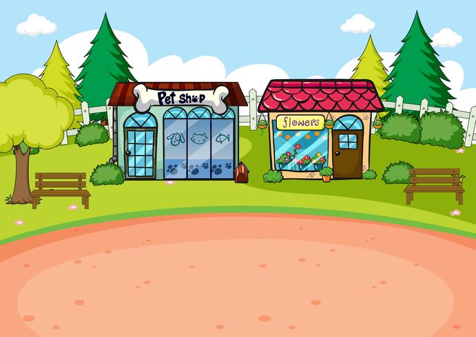 A simple rural shop scene vector