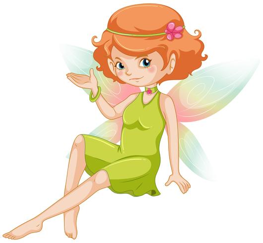 Cute fairy in green dress vector