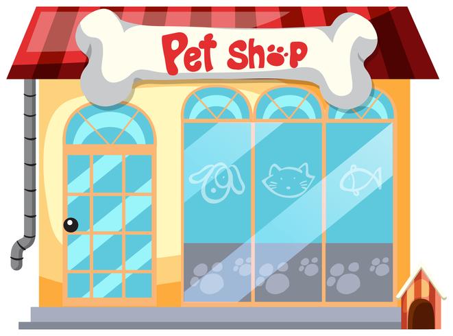 A pet shop on white background vector