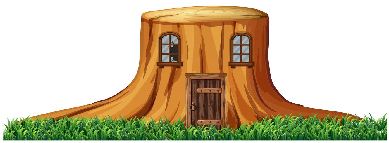 Casa en tocón arbol vector