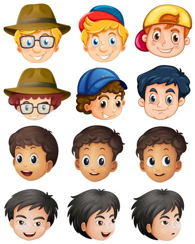 Diferentes personajes para chicos con gran sonrisa. vector