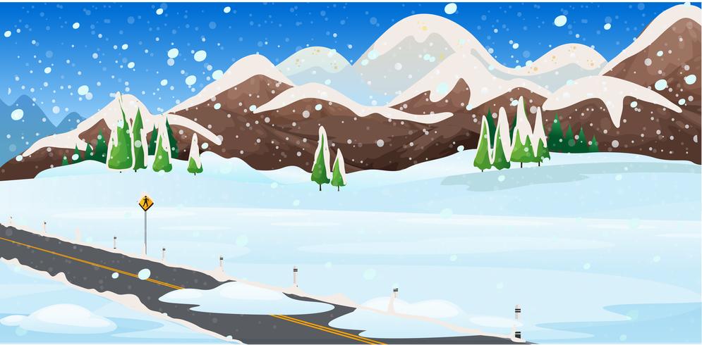 Escena de fondo con nieve en el campo vector