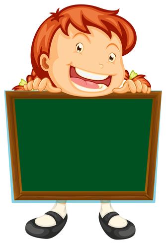 Girl holding blank blackboard vector