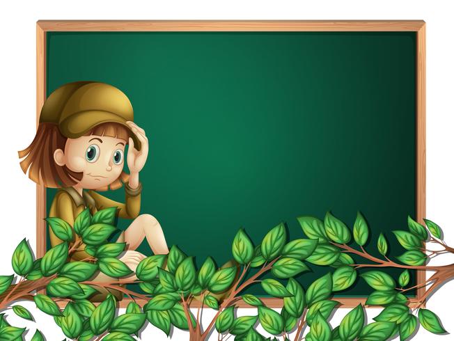 A girl scout on blackboard template vector
