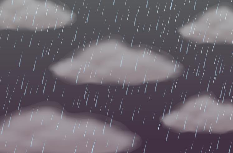 Sky background with rain and gray clouds vector