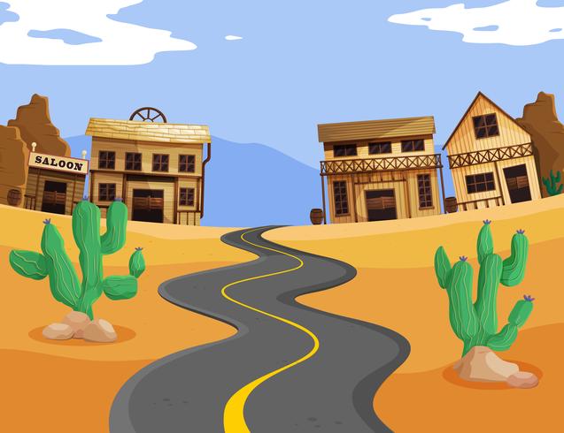 Western scene with empty road vector