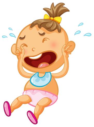 Baby girl crying on white background vector