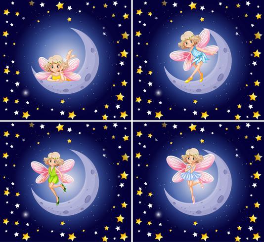 Scenes with fairy and stars vector