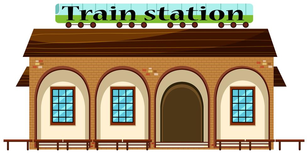 Una estación de tren sobre fondo blanco vector