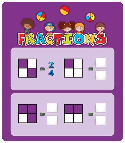 A math fractions worksheet vector