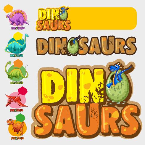 Different designs with many dinosaurs vector