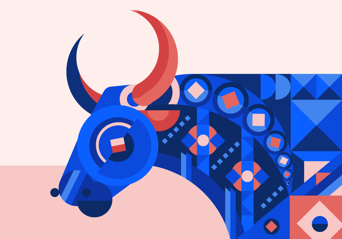 Abstract Geometric Painted Bulls Vector Illustration