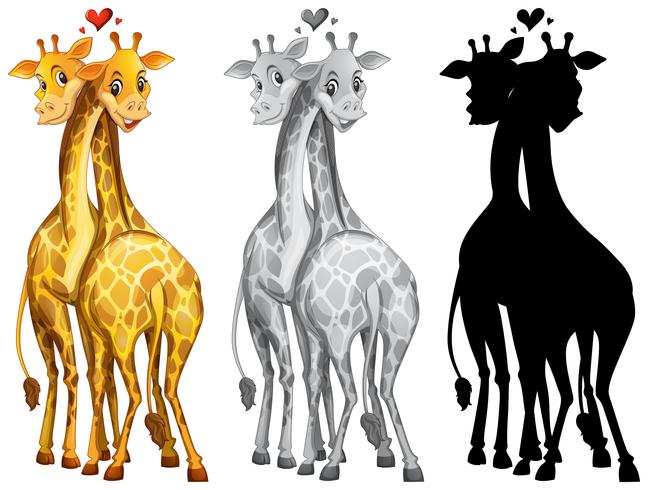 Set of giraffe character vector