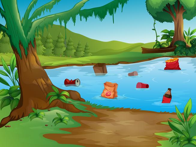 A Water Pollution in Nature Landscape vector