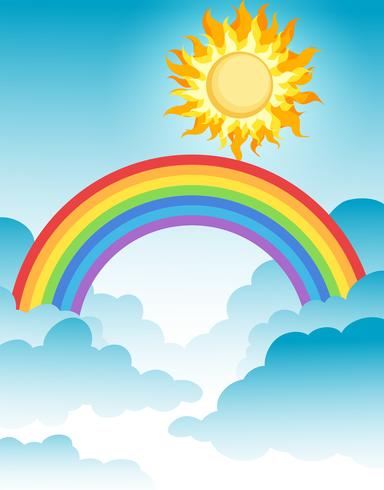 A Beautiful Rainbow Over the Sky vector