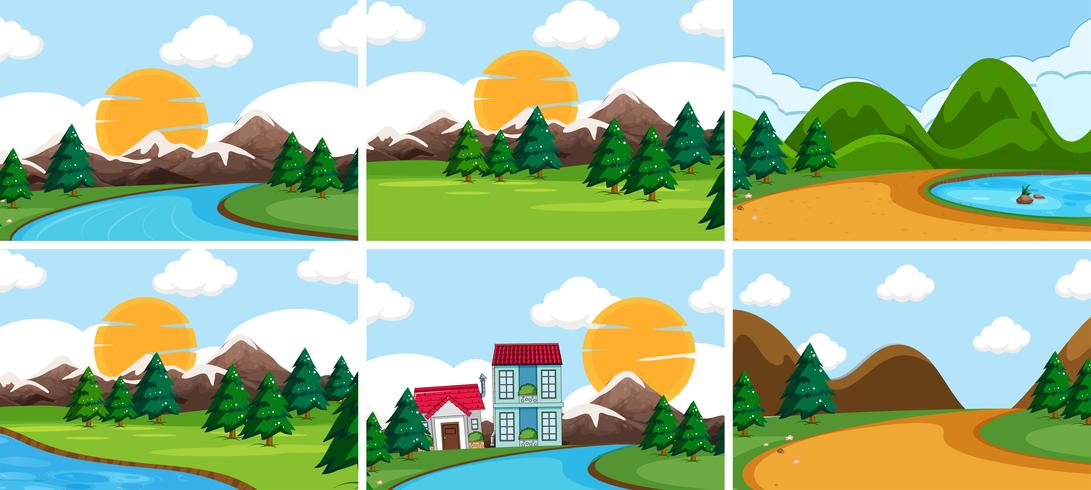 Set of nature landscape vector