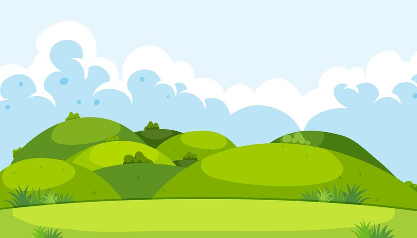 Un hermoso paisaje de montaña verde. vector