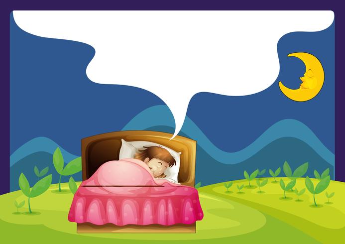 Una niña durmiendo en una cama vector