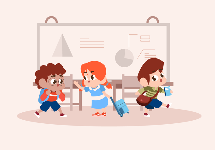 Niños jugando en clase Vector ilustración de personaje