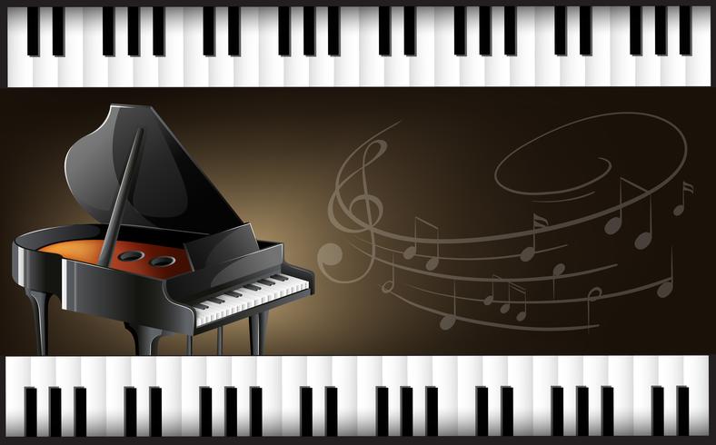 Grand piano with keyboards and musicnotes vector