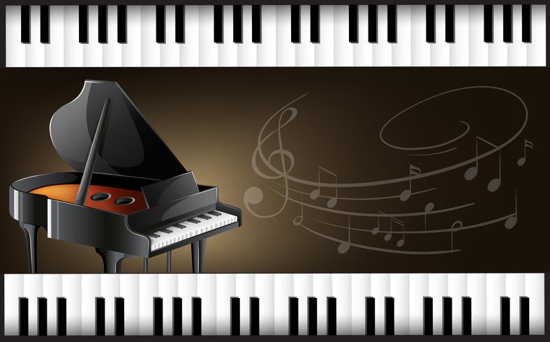 Piano de cola con teclados y notas musicales. vector