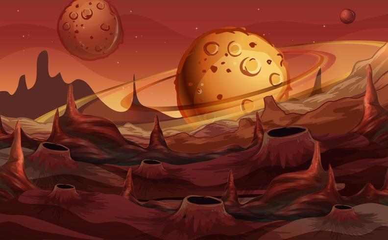 Background scene with red planet vector