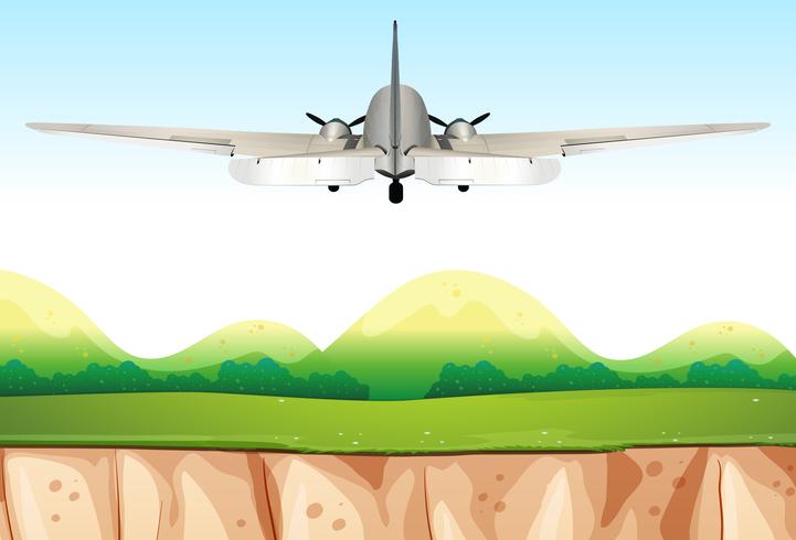 Airplane Flying Over the Hills vector
