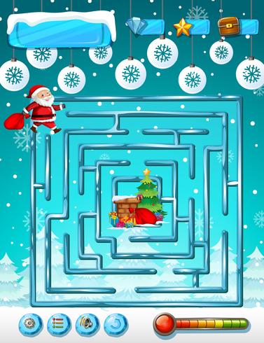 Plantilla de juego de laberinto de Navidad vector