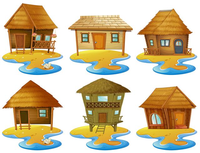 Different designs of cottage on islands vector