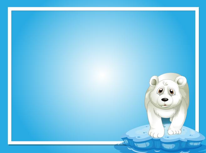 Border template with polar bear on ice vector