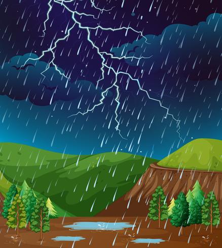 Background scene with rain in the park vector