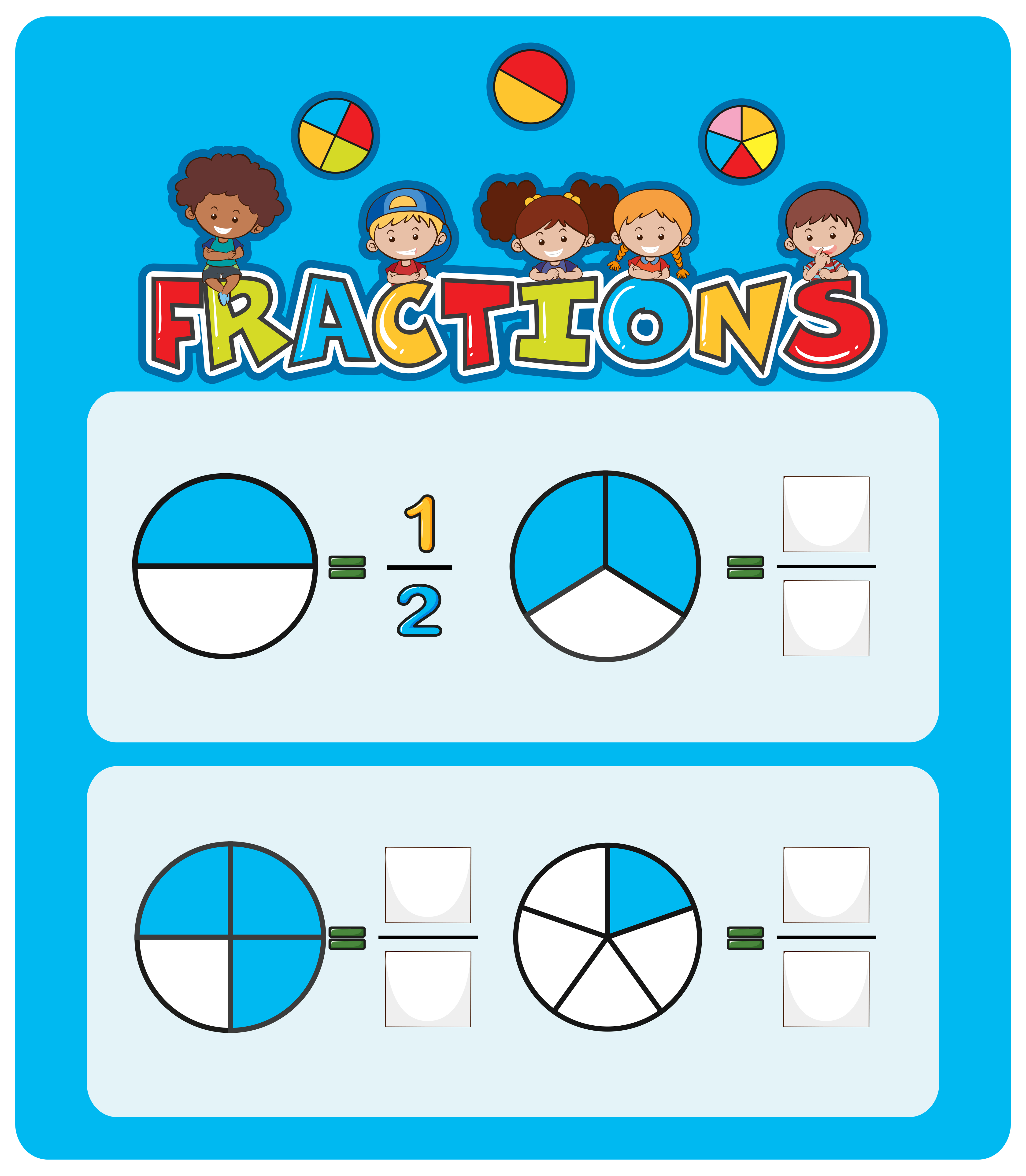 A math fractions worksheet - Download Free Vectors, Clipart Graphics