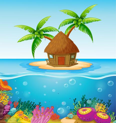 Hut on Island vector