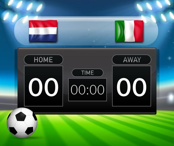 netherlands vs italy score board vector