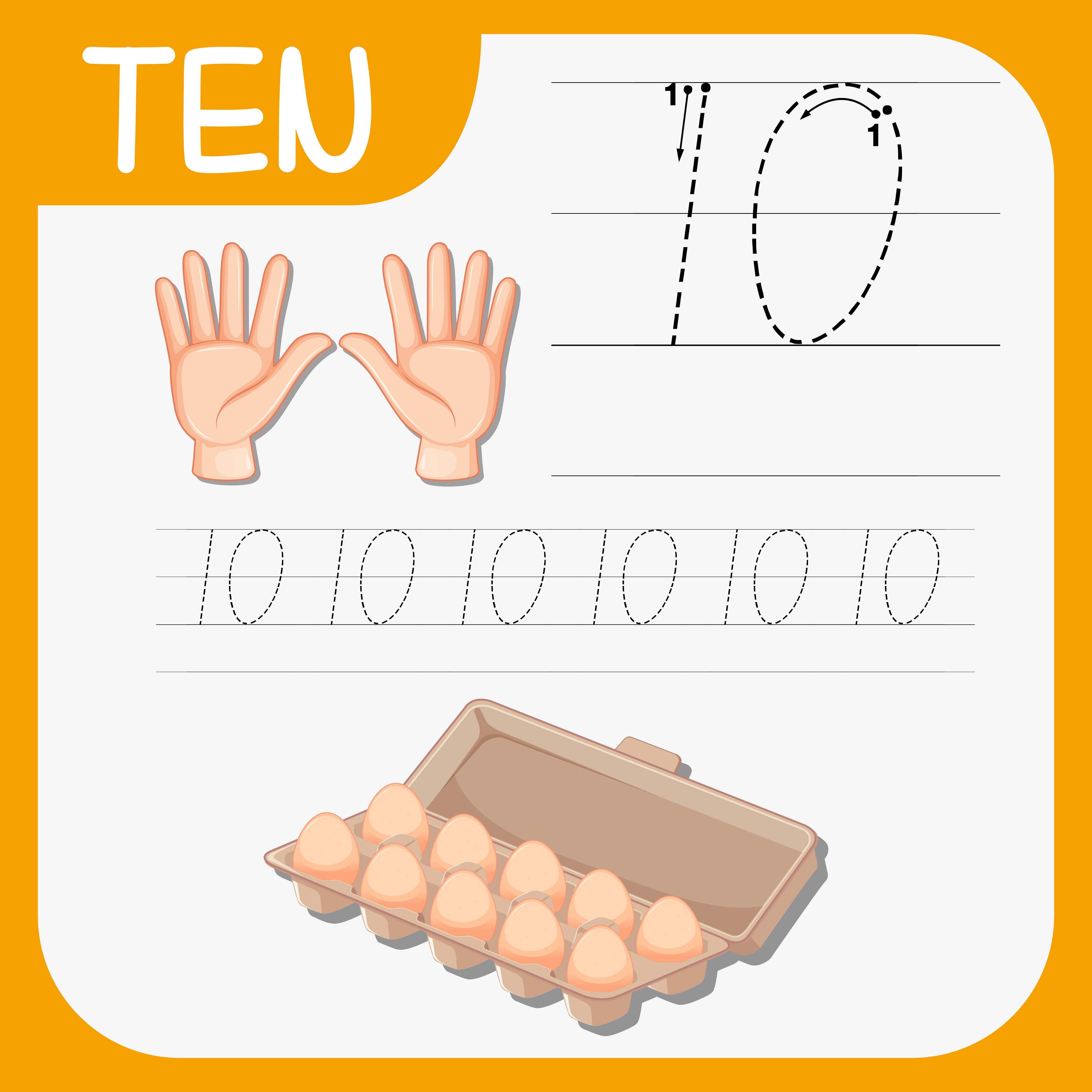 number ten tracing worksheets 420012 vector art at vecteezy