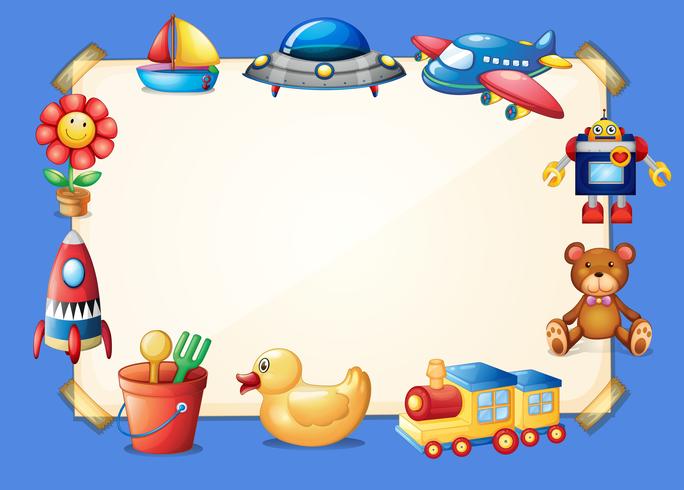 Border template with different toys in background vector