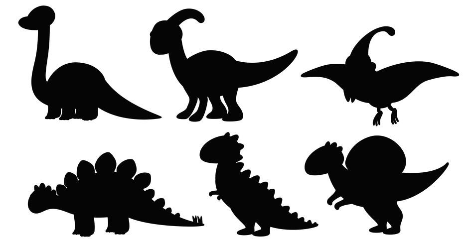 Set of silhouette dinosaur vector