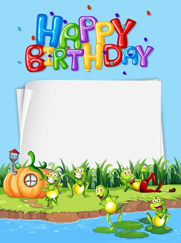 Happy frog on birrthday card