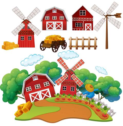 A Farm and Barn House vector