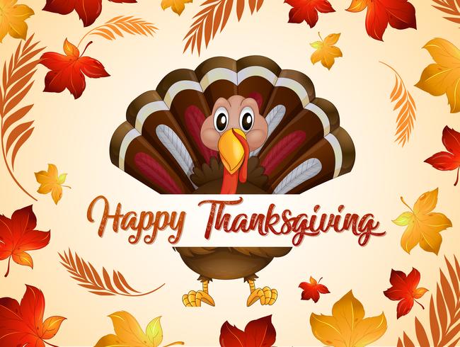 Happy thanksgiving turkey in autumn vector