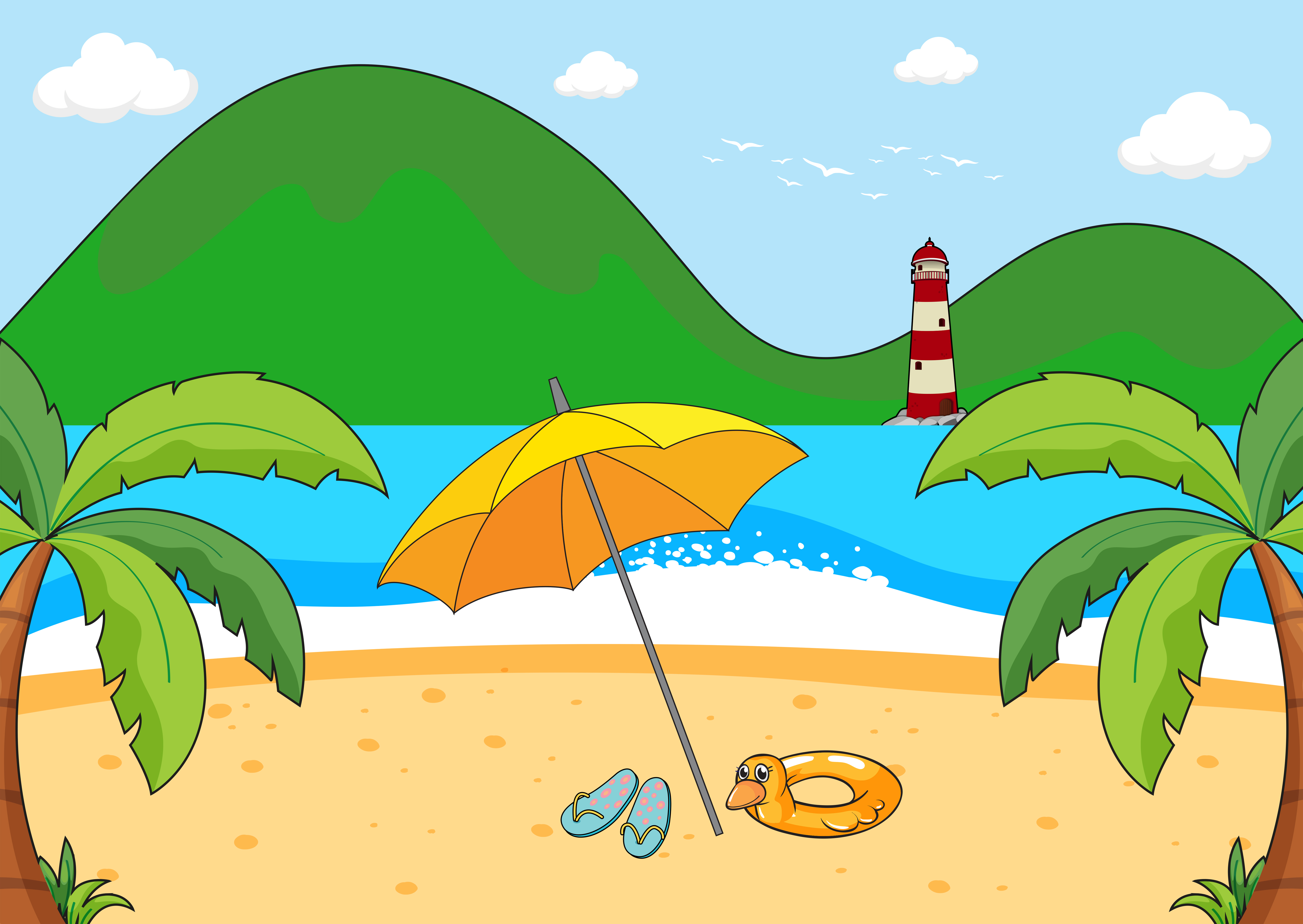 A simple beach scene 420083 - Download Free Vectors, Clipart Graphics