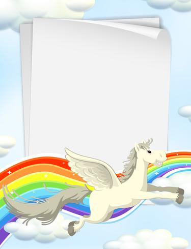 Unicorn and Rainbow on Sky Template vector