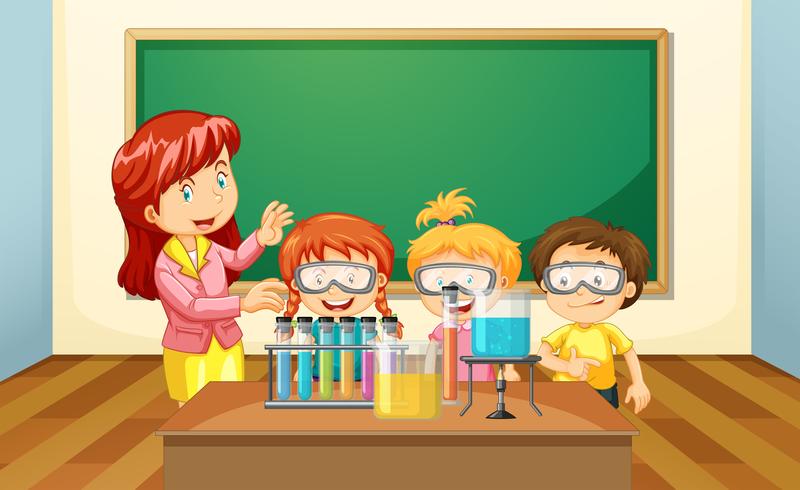 Un experimento de profesores y alumnos. vector