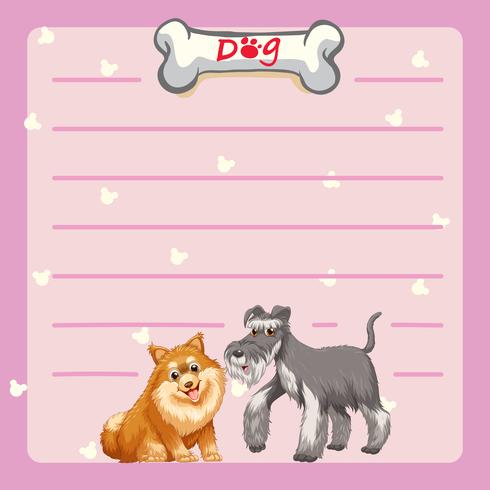 Paper template with two cute dogs vector